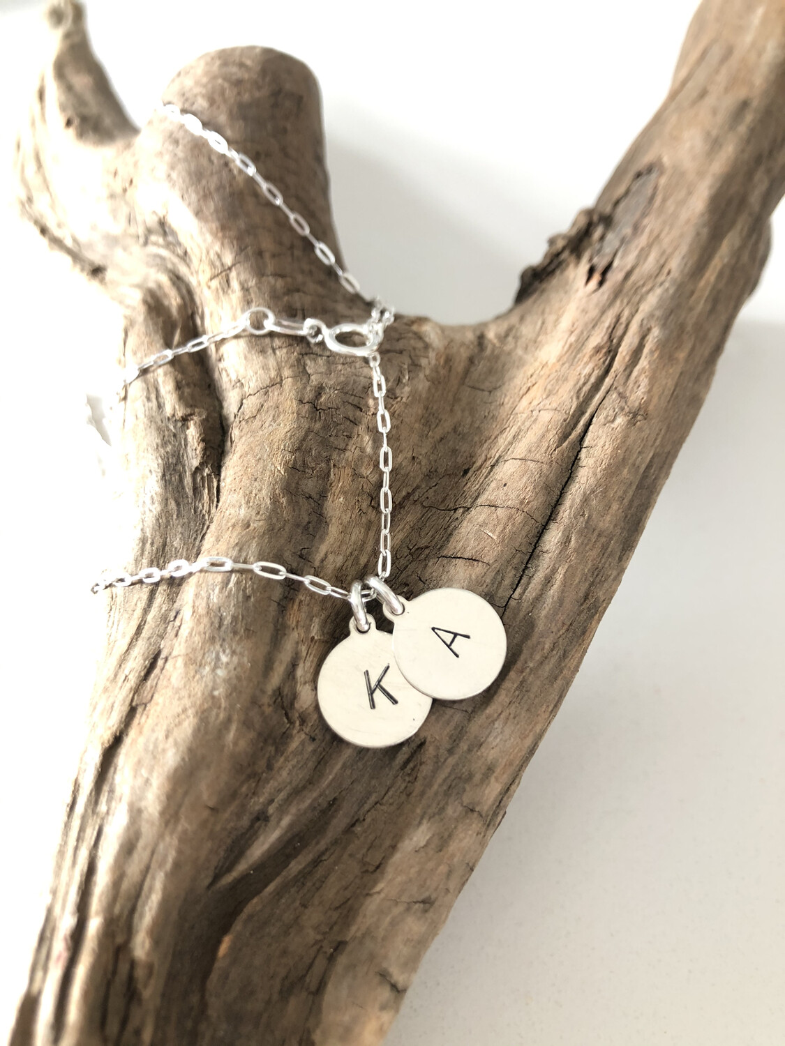 Sterling Silver Stamped Initial Necklace