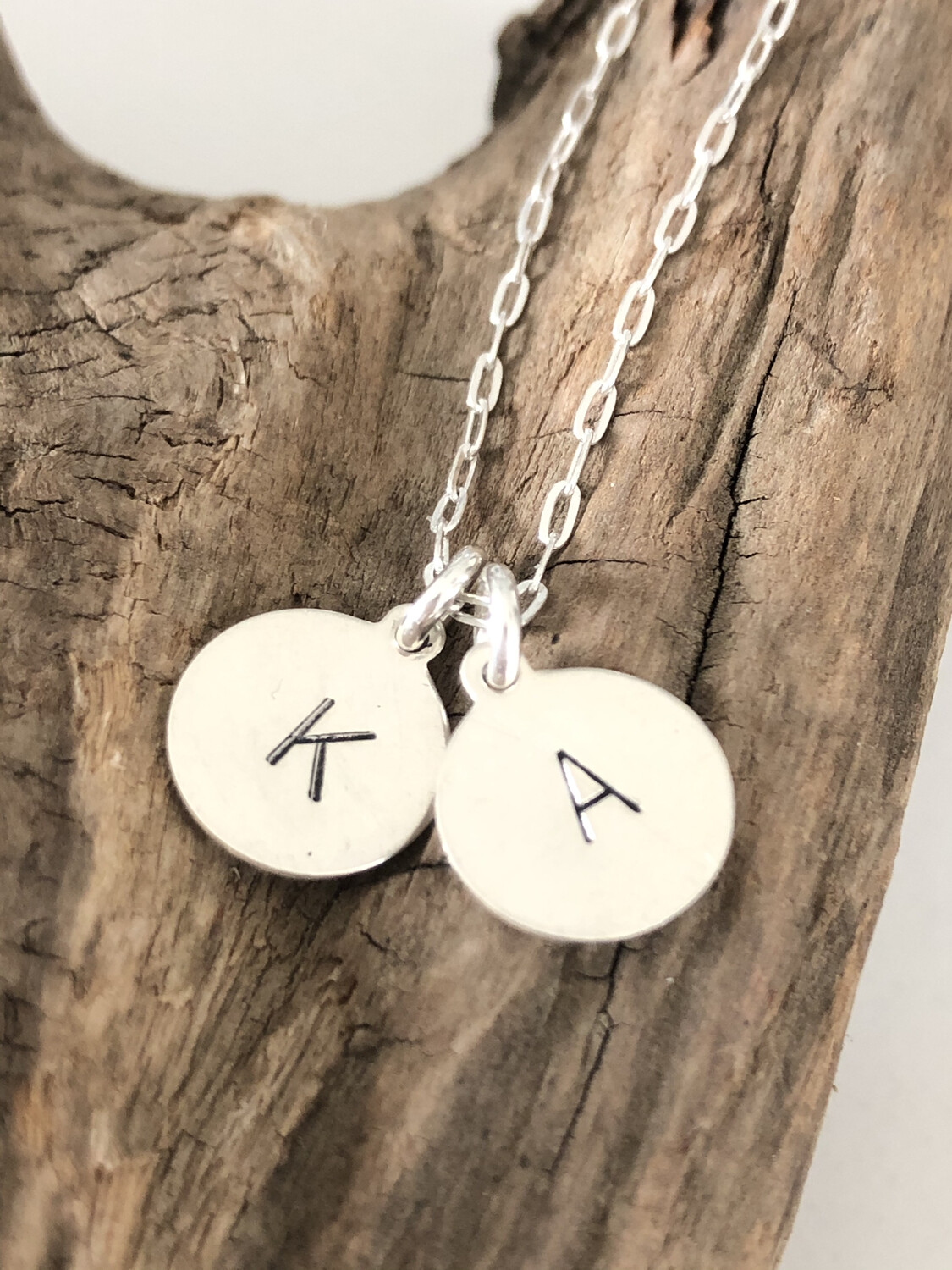 Sterling Silver Stamped Initial Necklace