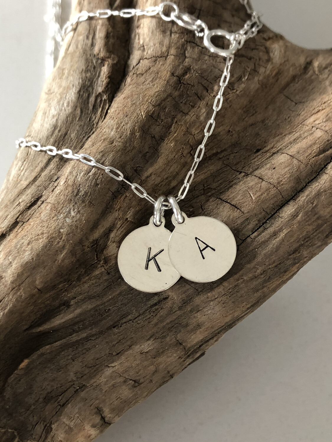 Sterling Silver Stamped Initial Necklace