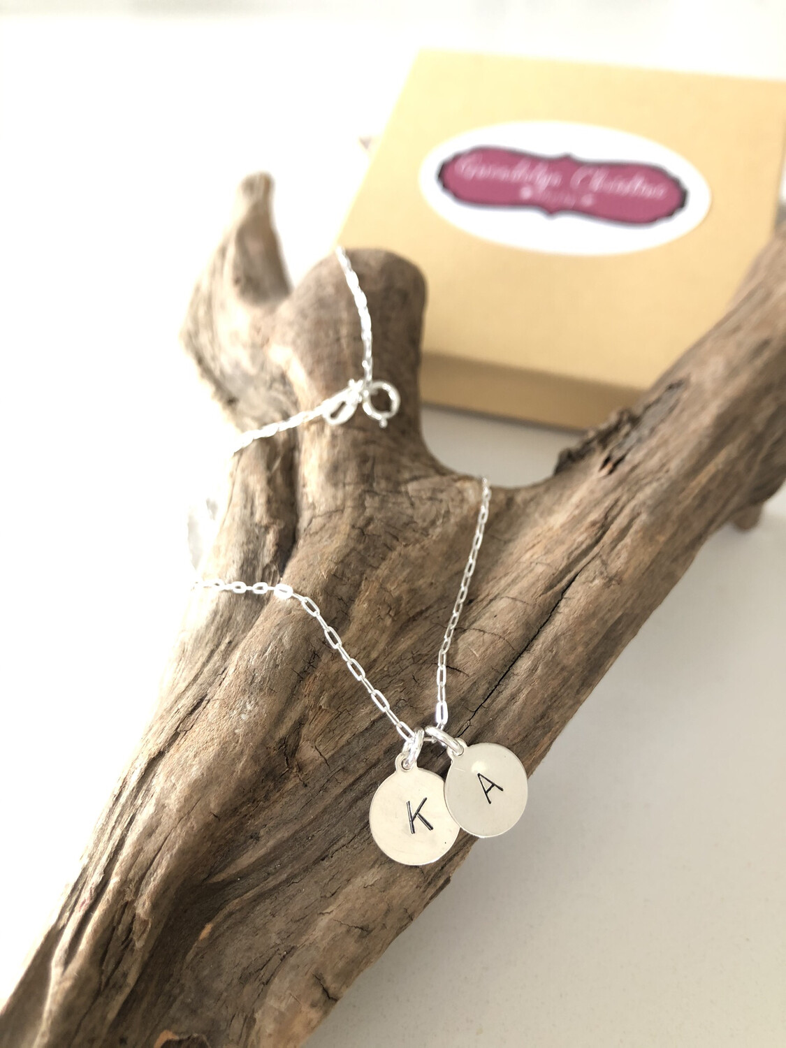 Sterling Silver Stamped Initial Necklace
