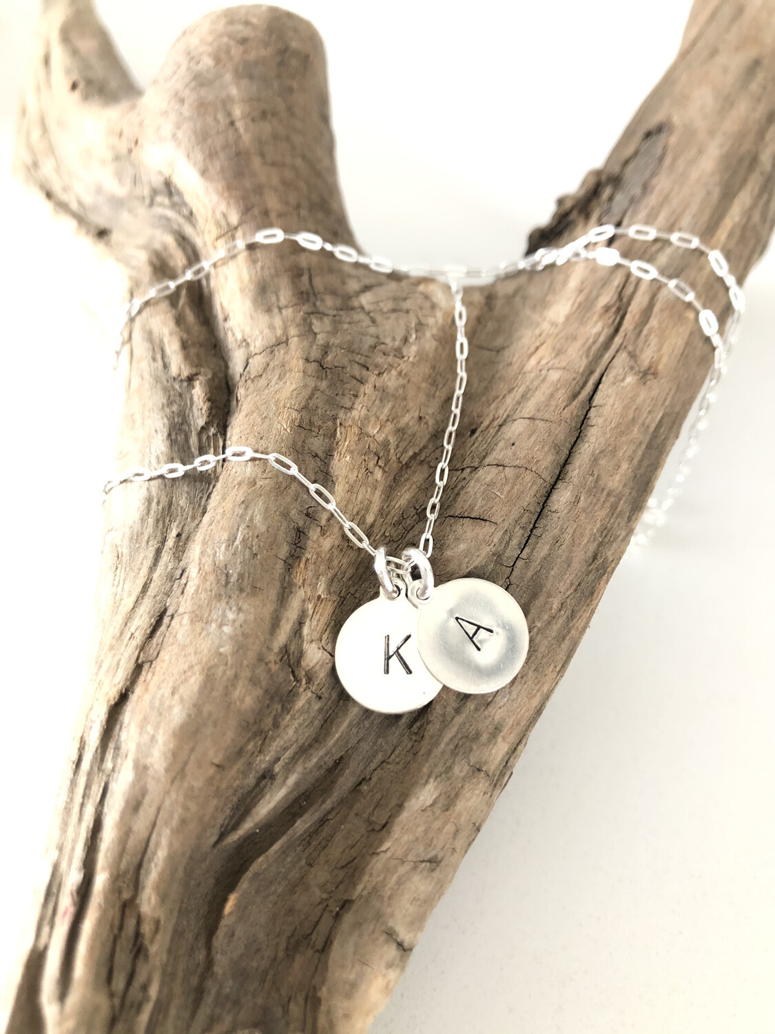 Sterling Silver Stamped Initial Necklace