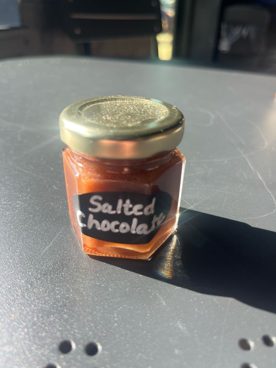 Honey Chocolate Salted 2 Oz Jar Honey Chocolate Salted 2 Oz Jar