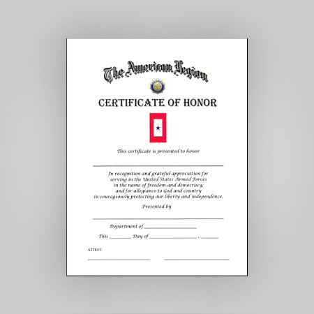 Blue Star Certificate of Honor