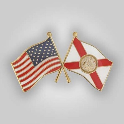 Florida and USA Crossed Flag Pin