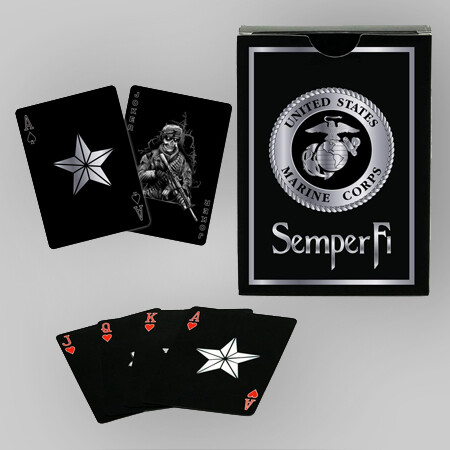 Marines Black & Silver Playing Cards