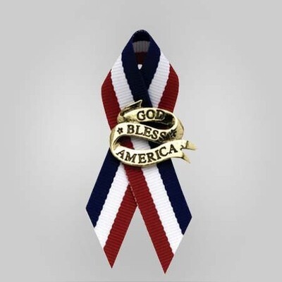 "God Bless America" Ribbon Pin