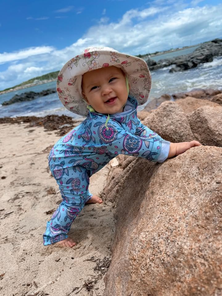 Fishing &amp; Swimming Onesie Girl Swimming Turtle | UPF 50+