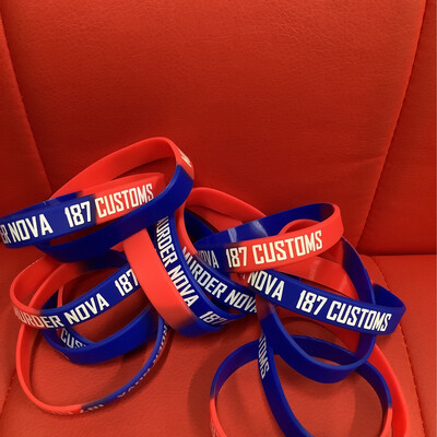 Red And Blue 187 Rubber Bracelet 