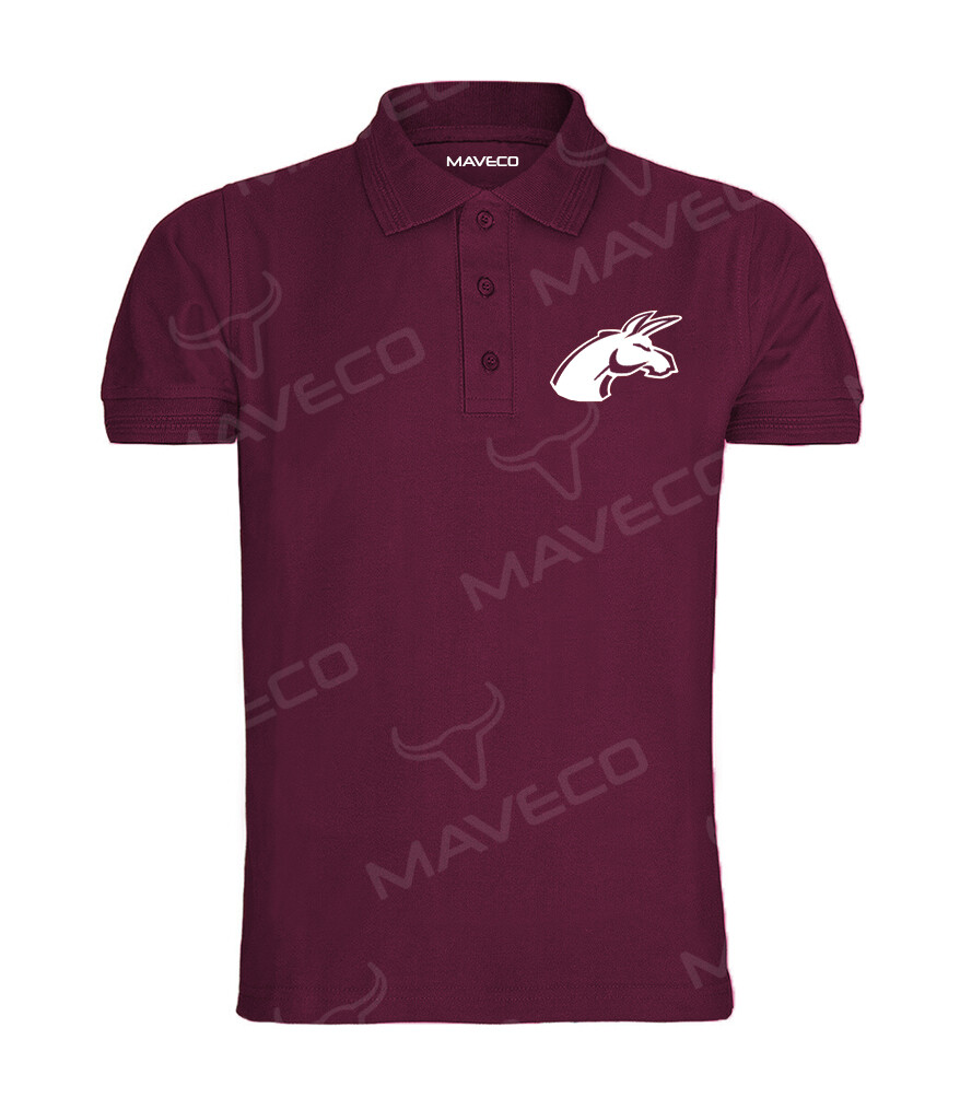 PLAYERA TIPO POLO GUINDA BURROS BLANCOS IPN