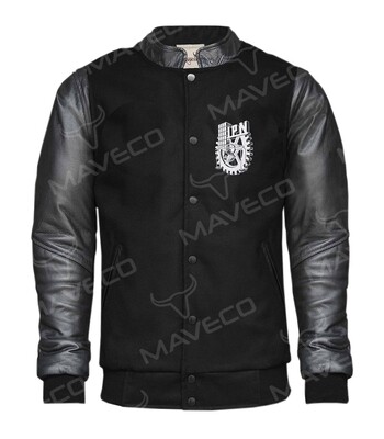 CHAMARRA MAVERICK UNIVERSITARIA CABALLERO, PIEL/PAÑO, NEGRO IPN