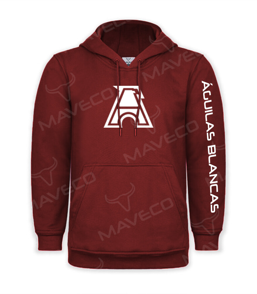 HOODIE PREMIUM ÁGUILAS BLANCAS IPN, COLOR: ROJA, DISEÑO: ÁGUILAS BLANCAS COLOR BLANCO