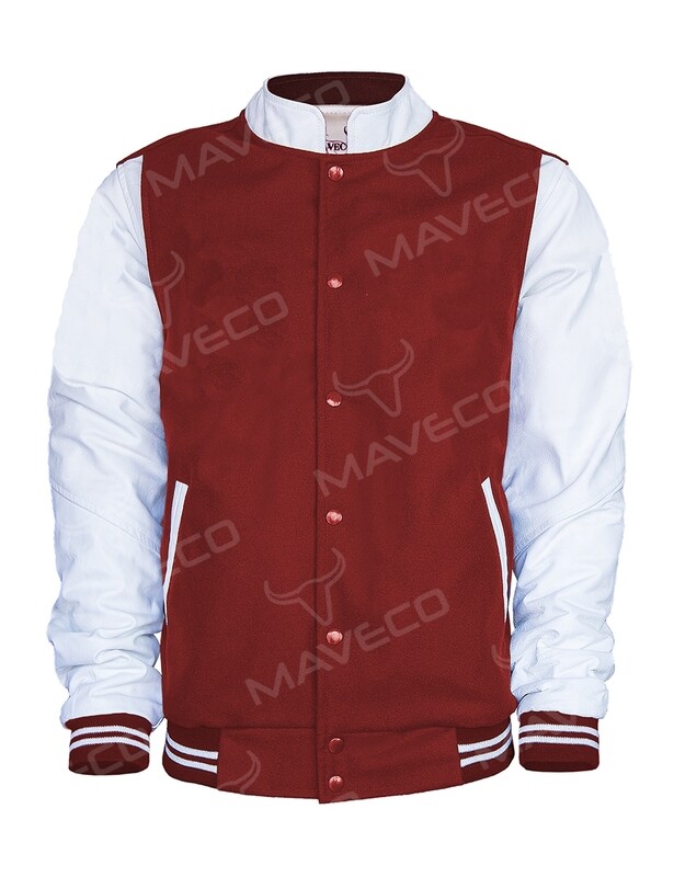 CHAMARRA MAVERICK EN PIEL Y PAÑO ROJO/ BLANCO PARA CABALLERO