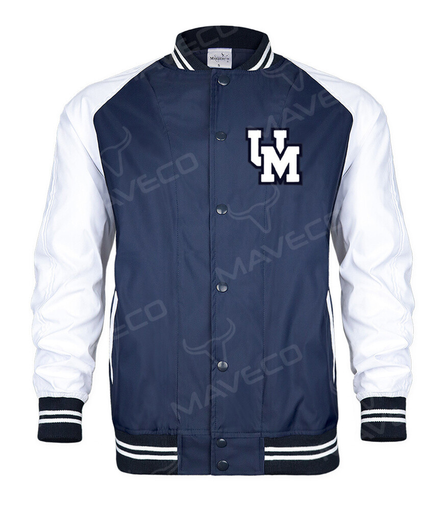 CHAMARRA BOMBER FELPA CABALLERO MARINO/BLANCO UNAM