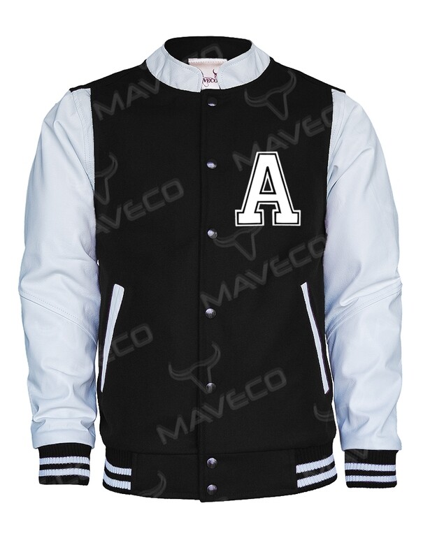 CHAMARRA MAVERICK ALPHABET PIEL/ PAÑO, NEGRO/BLANCO  CABALLERO