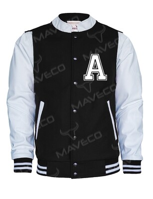 CHAMARRA MAVERICK ALPHABET PIEL/ PAÑO, NEGRO/BLANCO  CABALLERO