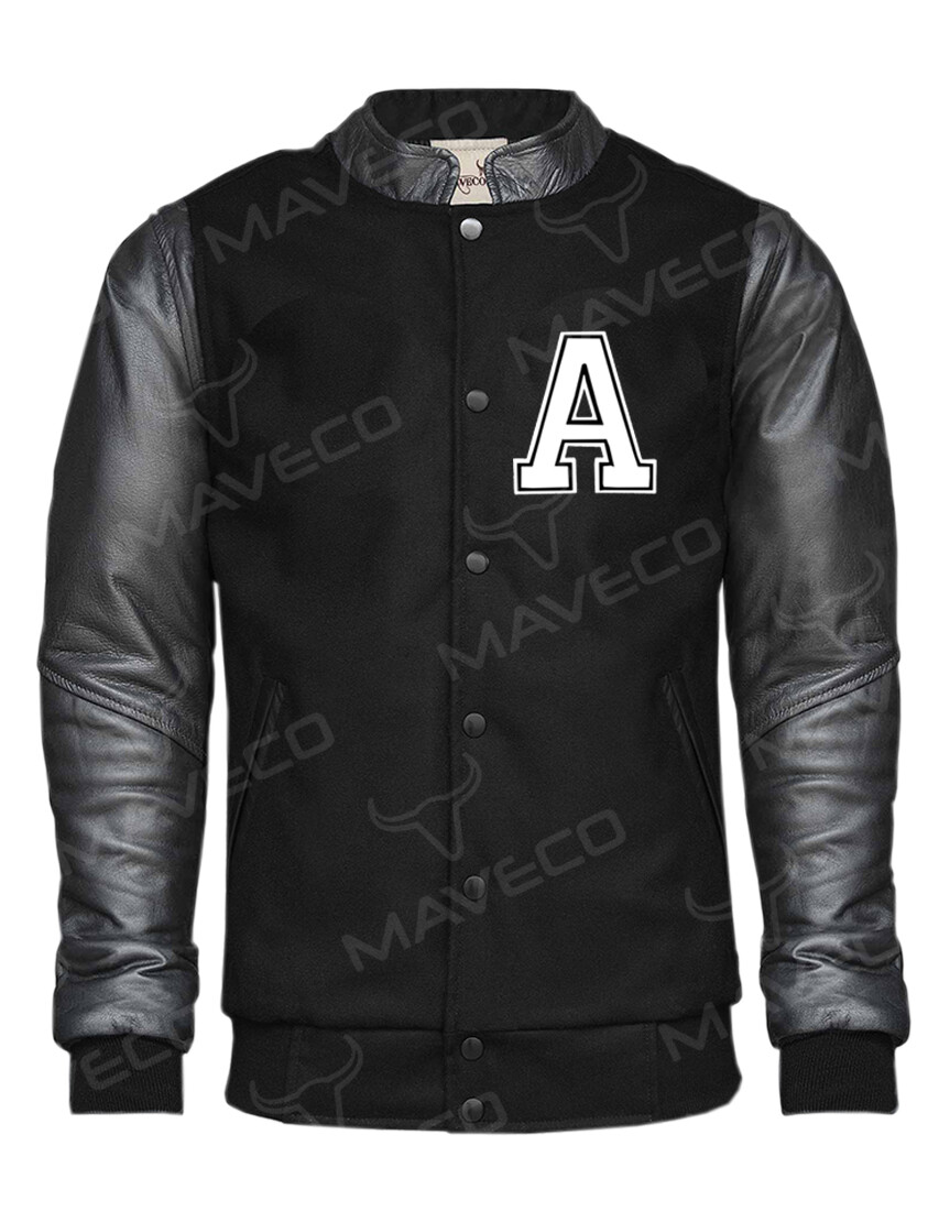 CHAMARRA MAVERICK CABALLERO ALPHABET PIEL/ PAÑO, NEGRO