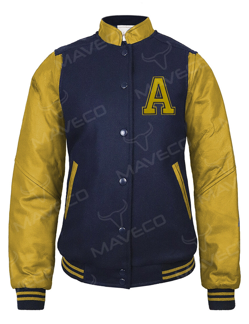CHAMARRA MAVERICK DAMA ALPHABET PIEL/ PAÑO, ORO