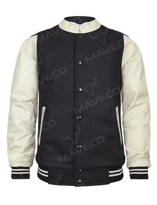 CHAMARRA MAVERICK PIEL/PAÑO, NEGRO/ HUESO, CABALLERO