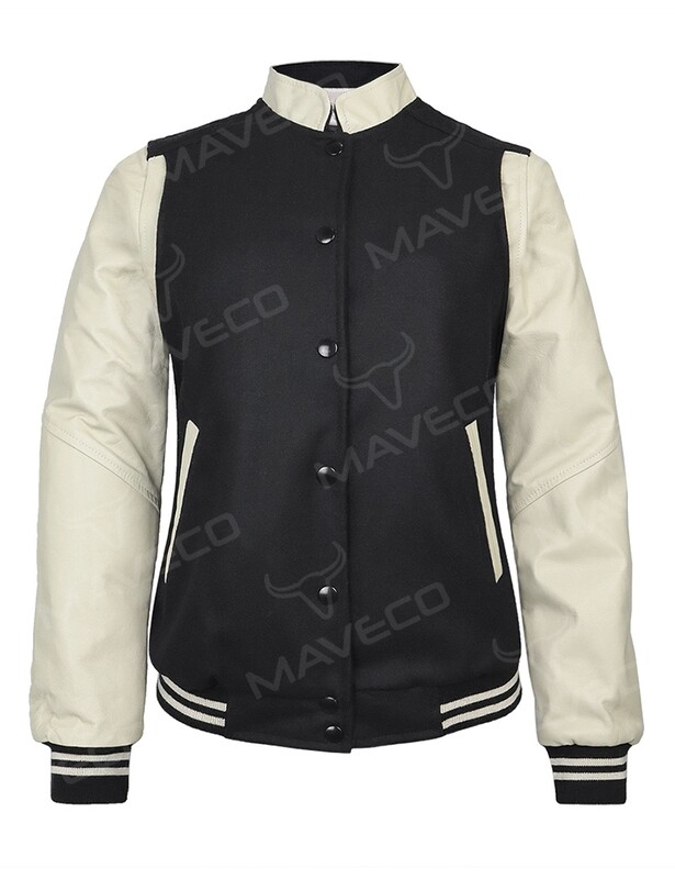 CHAMARRA MAVERICK PIEL/PAÑO, NEGRO/ HUESO, DAMA