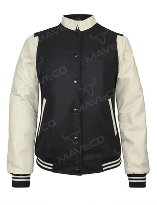 CHAMARRA MAVERICK PIEL/PAÑO, NEGRO/ HUESO, DAMA