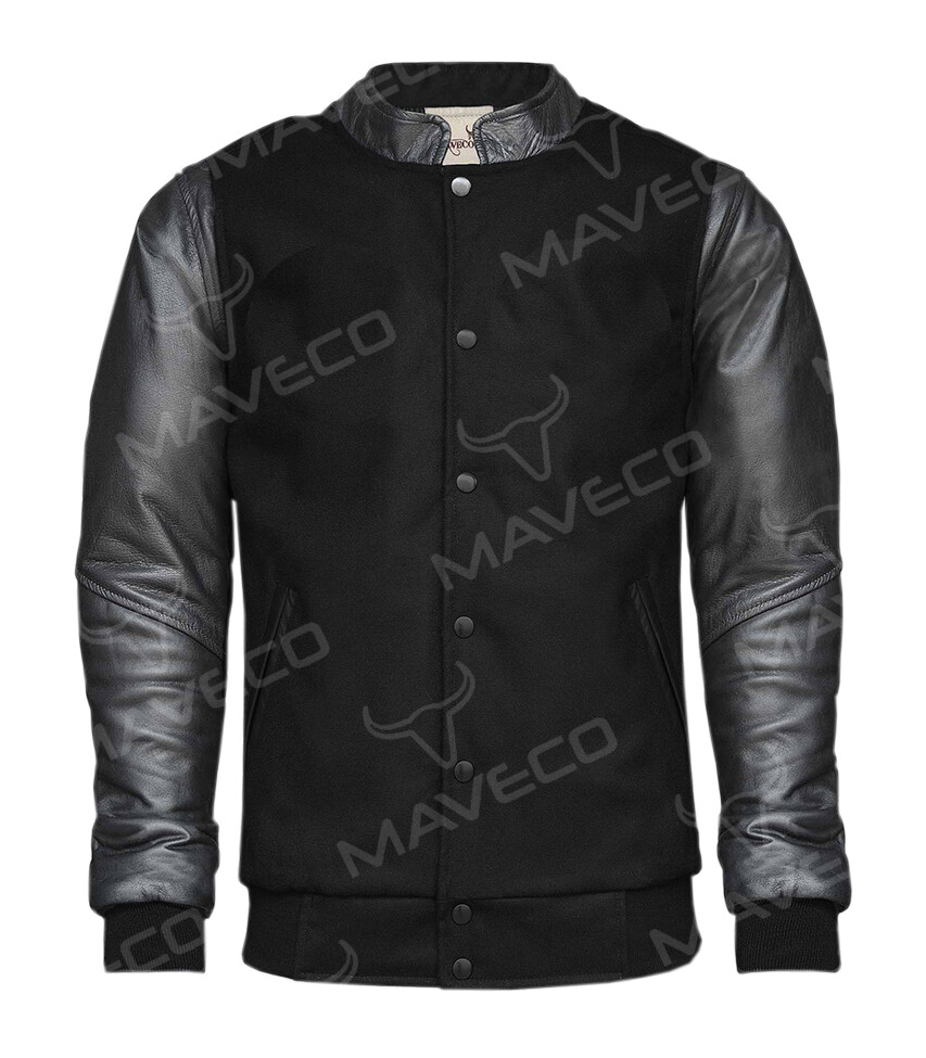CHAMARRA MAVERICK EN PIEL Y PAÑO NEGRO PARA CABALLERO