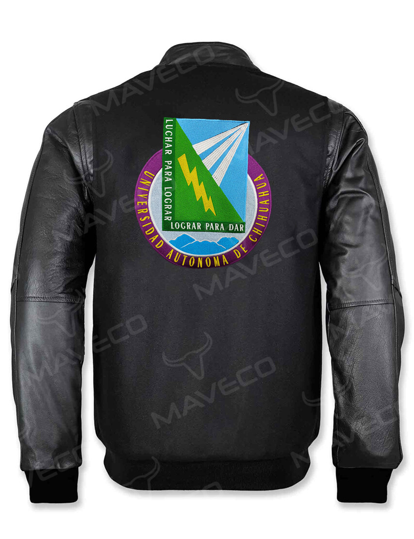 CHAMARRA MAVERICK DEPORTIVA UACH CABALLERO  PIEL/PAÑO BLACK