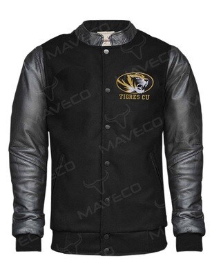 CHAMARRA MAVERICK TIGRES CU CABALLERO PIEL/PAÑO BLACK UNAM©