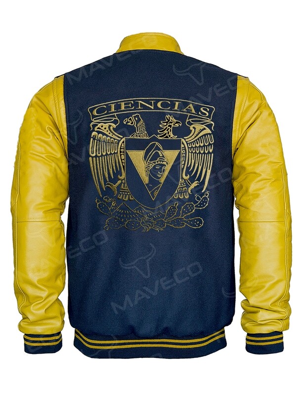 CHAMARRA MAVERICK FAC CIENCIAS CABALLERO PIEL/PAÑO, UNAM©