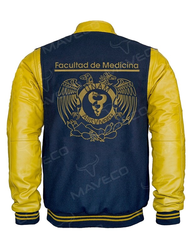 CHAMARRA MAVERICK FAC MEDICINA CABALLERO PIEL/PAÑO UNAM©
