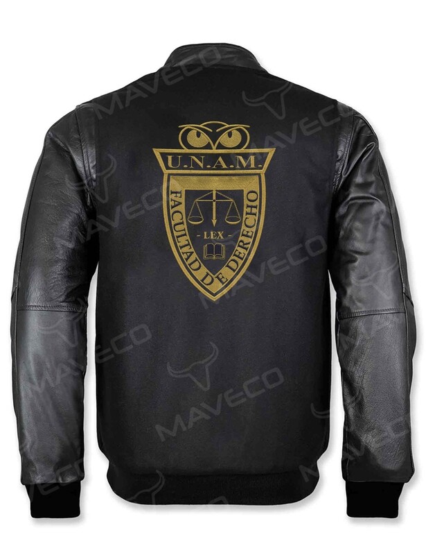 CHAMARRA MAVERICK FAC DERECHO CABALLERO PIEL/PAÑO  UNAM© BLACK