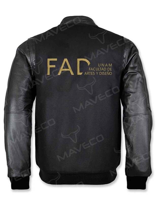 CHAMARRA MAVERICK FAC ARTES Y DISEÑO CABALLERO PIEL/PAÑO BLACK UNAM©