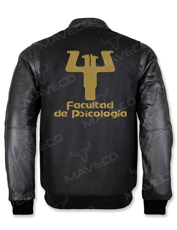 CHAMARRA MAVERICK FAC PSICOLOGÍA CABALLERO PIEL/PAÑO BLACK UNAM©