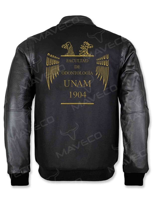 CHAMARRA MAVERICK FAC ODONTOLOGÍA CABALLERO PIEL/PAÑO BLACK UNAM©