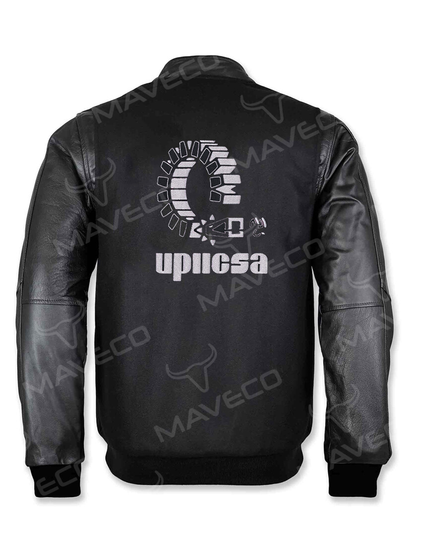 CHAMARRA MAVERICK UPIICSA CABALLERO PIEL/PAÑO IPN BLACK