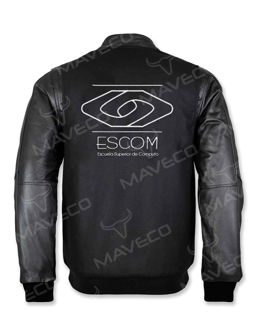 CHAMARRA MAVERICK ESCOM CABALLERO PIEL/PAÑO IPN BLACK