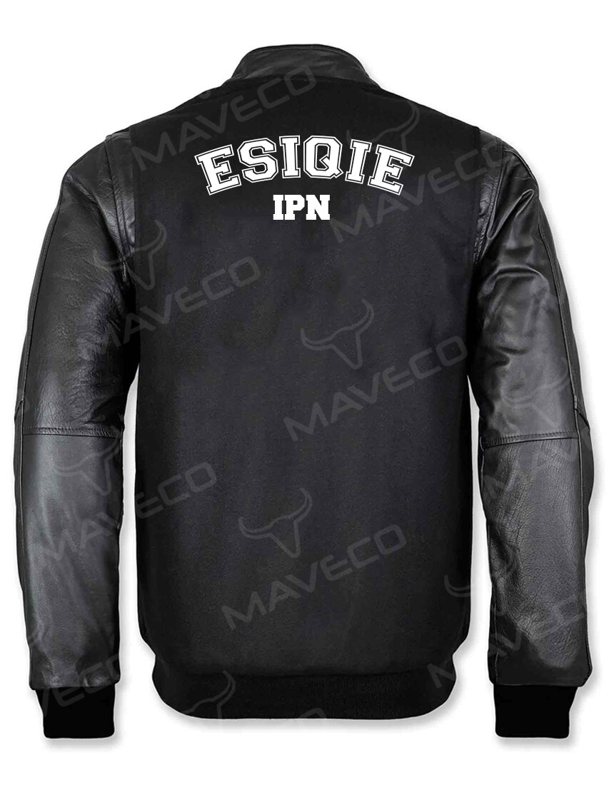 CHAMARRA MAVERICK ESIQIE CABALLERO PIEL/PAÑO IPN BLACK