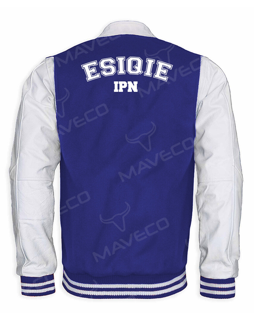 CHAMARRA MAVERICK ESIQIE CABALLERO PIEL/PAÑO IPN AZUL