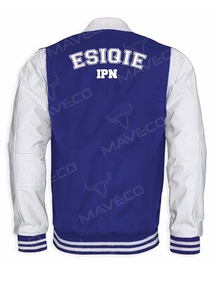 CHAMARRA MAVERICK ESIQIE CABALLERO PIEL/PAÑO IPN AZUL
