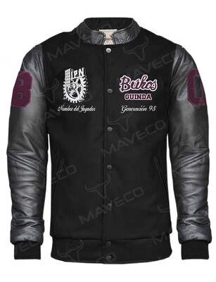 CHAMARRA MAVERICK DEPORTIVA BÚHOS GUINDA CABALLERO PIEL/PAÑO IPN BLACK