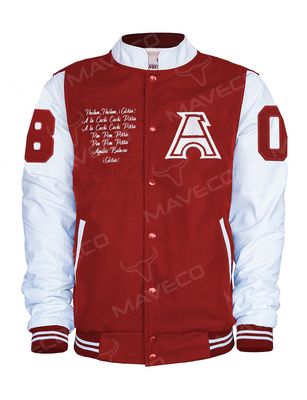 CHAMARRA MAVERICK DEPORTIVA ÁGUILAS BLANCAS CABALLERO PIEL/PAÑO ROJO, IPN.