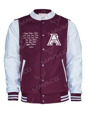 CHAMARRA MAVERICK FOOTBAL CABALLERO, PIEL/PAÑO ÁGUILAS BLANCAS IPN, 2 BORDADOS DELANTEROS