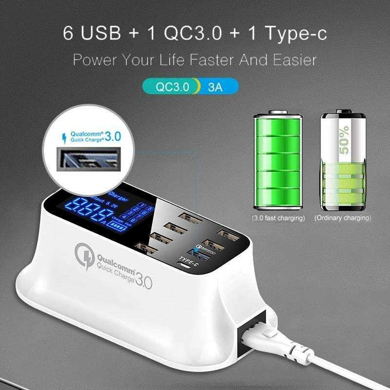 CDA19Q แท่นชาร์จ 40W 8 Port รองรับ Quick Charge 3.0