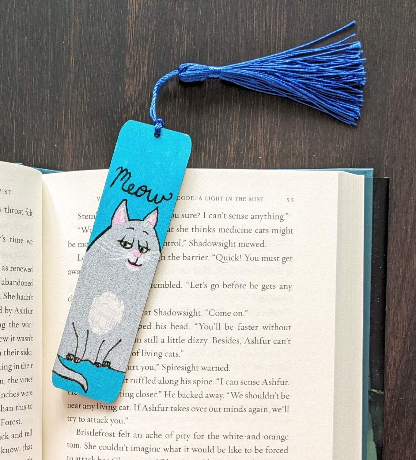 Hand Painted Wooden Bookmark - Cat 2