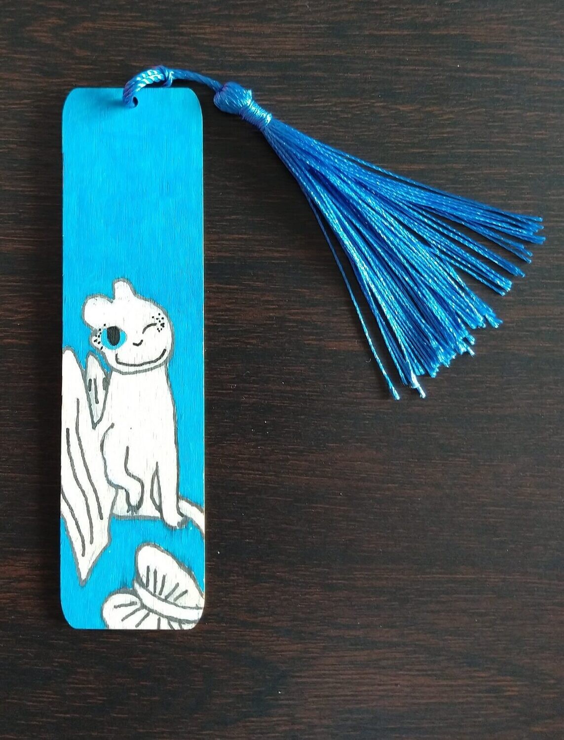 Hand Painted Wooden Bookmark - White Dragon