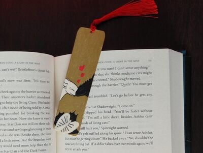 Hand Painted Wooden Bookmark - Dragon Love