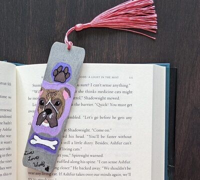 Hand Painted Wooden Bookmark - Dog