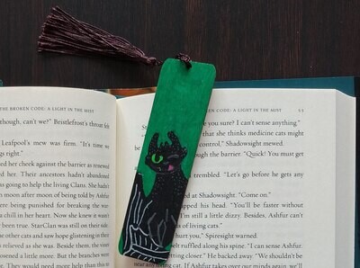 Hand Painted Wooden Bookmark - Dragon Toothless