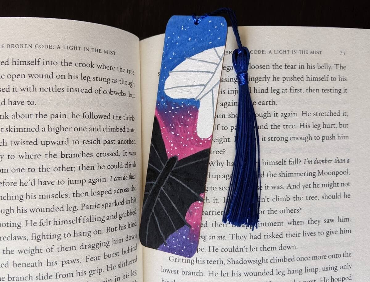 Hand Painted Wooden Bookmark - Dragon Tails