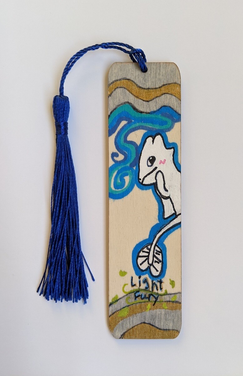 Hand Painted Wooden Bookmark - Light Fury 2