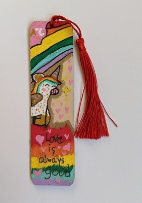 Hand Painted Wooden Bookmark - Rainbow Unicorn
